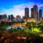 88676852 – penjasiri park at twilight, bangkok thailand