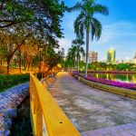 73108923 – jogging path in the evening in benajkitti park bangkok